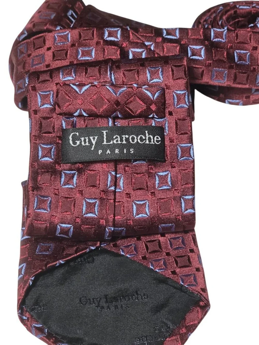 Guy Laroche Paris Burgundy Silk Geometric Tie (SKU#1187)